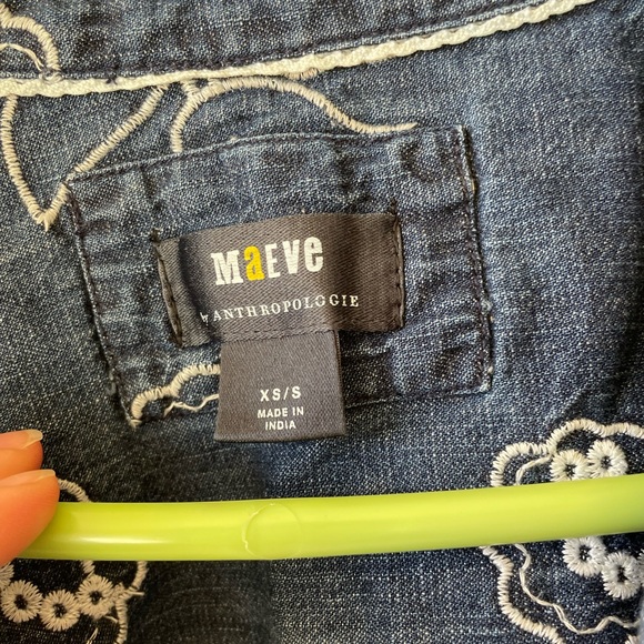 Anthropologie Maeve Oversized Embroidered Shirt size XS/S - Picture 5 of 8